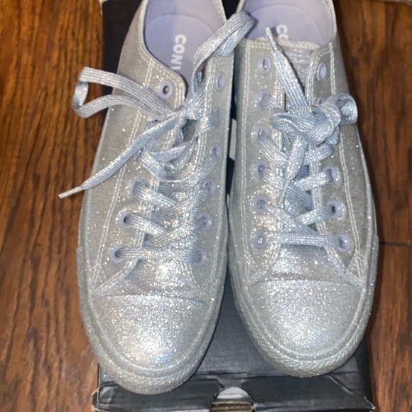 Converse Sparkling Silver Sneakers - Picture 1 of 5